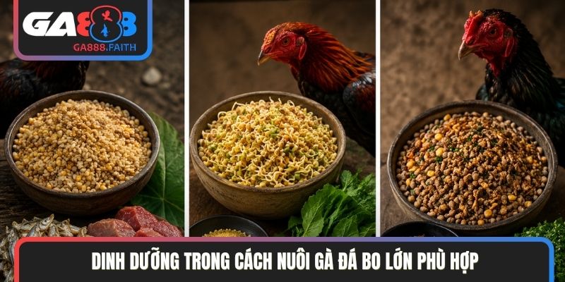 Dinh dưỡng trong cách nuôi gà đá bo lớn phù hợp